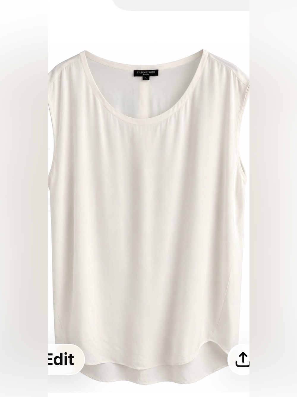 Eileen Fisher 100% Silk Ivory Sleeveless Blouse Size Large